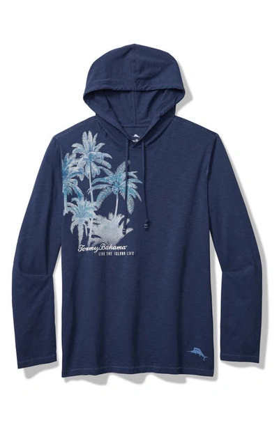 Tommy Bahama Frond Of The Jungle Lux Cotton Hooded T-shirt In Island Navy