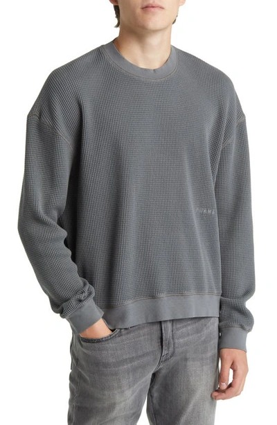 Frame Waffle Knit Cotton Sweatshirt In Charcoal Gray