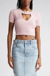 ALEXANDER WANG CHAIN LINK DETAIL ALPACA BLEND CROP SWEATER