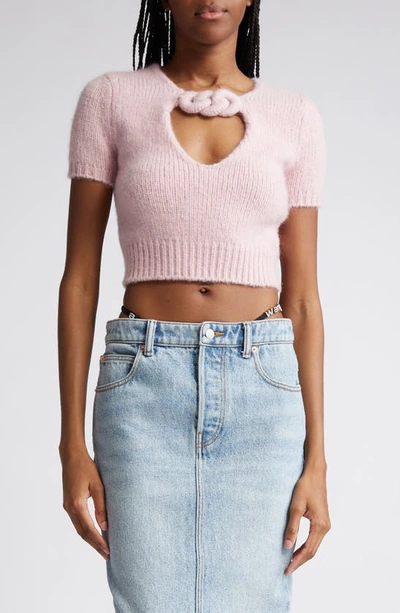 Alexander Wang Chain Link Detail Alpaca Blend Crop Sweater In Pink