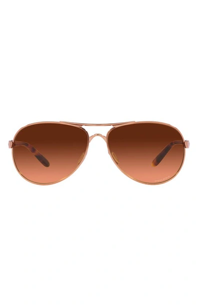 Oakley Feedback 59mm Prizm™ Gradient Pilot Sunglasses In Rose Gold