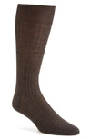 Pantherella Solid Wool Half-calf Socks In Dk Brown Mix