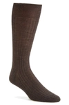 Pantherella Solid Wool Half-calf Socks In Dark Brown