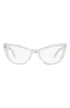 Dolce & Gabbana 54mm Cat Eye Optical Glasses In Grey