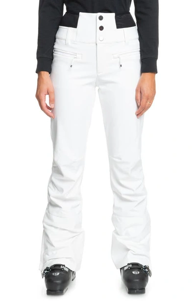 Roxy Rising High Waterproof Shell Snow Trousers In Bright White
