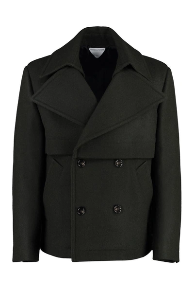 Bottega Veneta Double Breasted Coat In Green