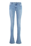Dolce & Gabbana Flared Faded Wash Denim Trousers With Belt Loops In Denim