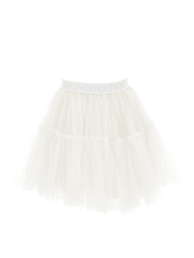 Monnalisa Silk-touch Tulle Skirt In Cream