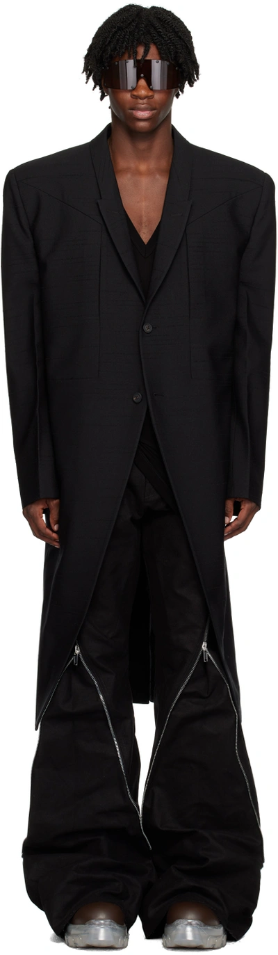 Rick Owens Black Tatlin Coat In 09 Black