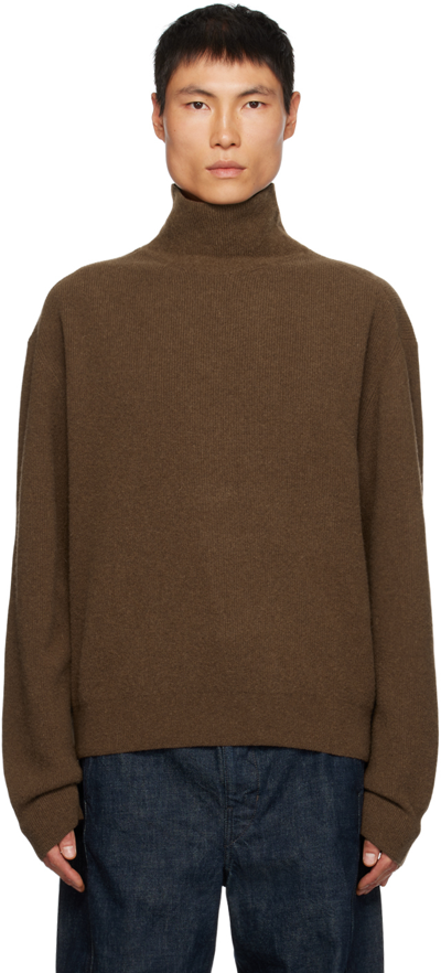 Lemaire Brown Relaxed Turtleneck In Br487 Golden Brown