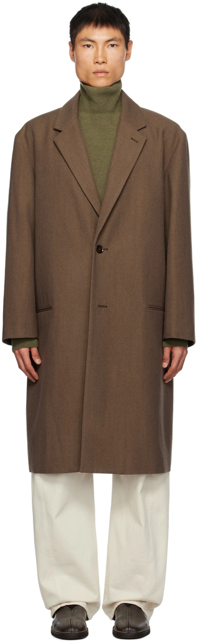 Lemaire Brown Suit Coat In Br440 Mushroom