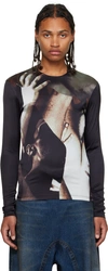 Y/project Black Graphic Long Sleeve T-shirt In Black