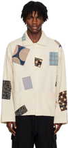 Story Mfg. Short On Time Organic-cotton Jacket In Ecru Scatter Patch