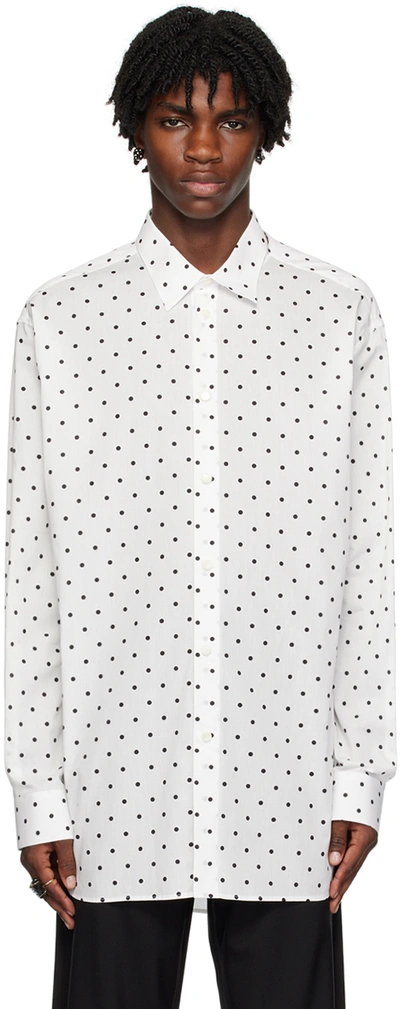 Marni Polka-dot Cotton Shirt In Jqw01 Lily White