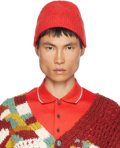 Zegna X The Elder Statesman Red Brushed Beanie In R05 Red