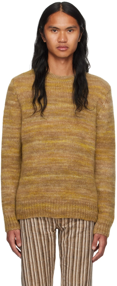 Cmmn Swdn Yellow Dropped Shoulder Sweater In Mustard Stripe