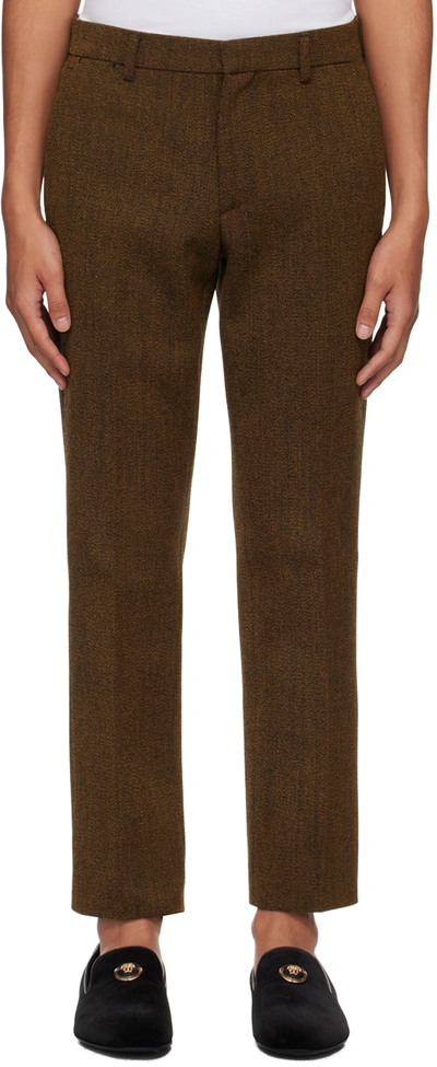 Versace Orange Formal Trousers In Brown