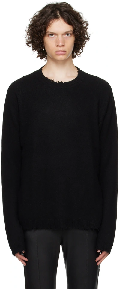 Frei-mut Distressed-finish Wool-blend Jumper In Black