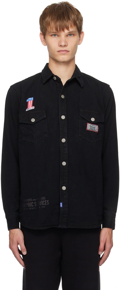 Deva States Black Printed Denim Shirt