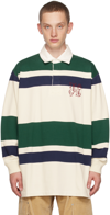 Palm Angels Beige Monogram Long Sleeve Polo In Butter Red