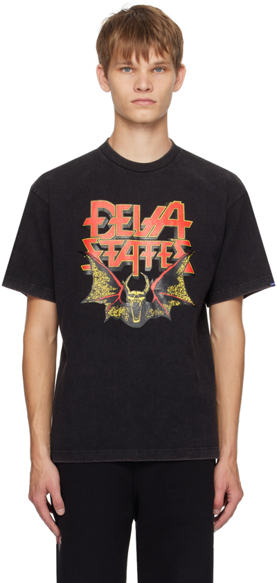 Deva States Black Printed T-shirt In Washed Black