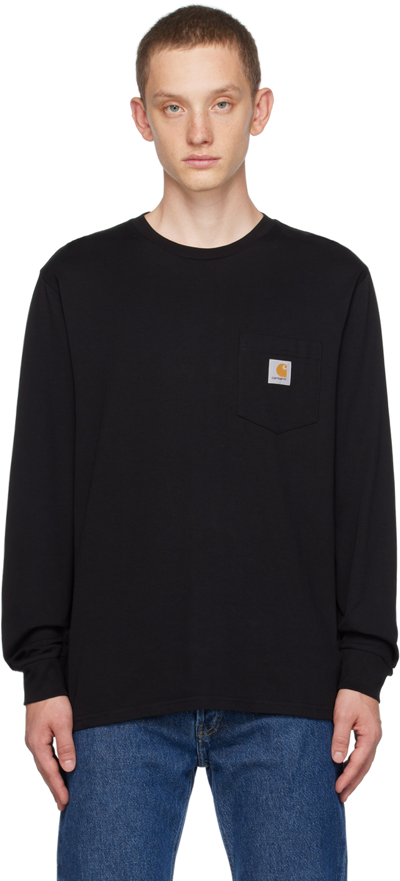 Carhartt Black Pocket Long Sleeve T-shirt In 89 Black