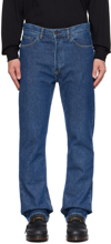 Carhartt Wip Mens Blue Brandon Logo-patch Wide-leg Relaxed-fit Jeans In 0106 Blue