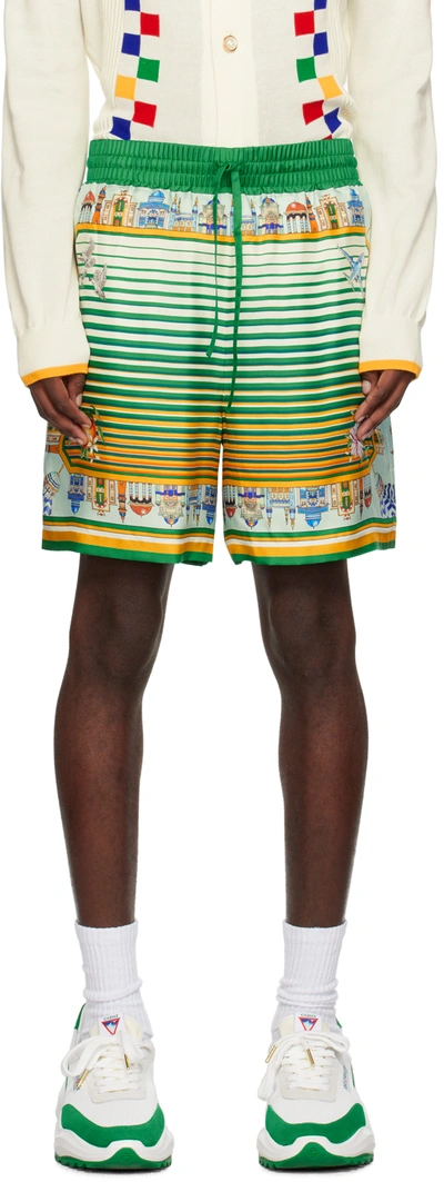 Casablanca Silk Shorts With Drawstrings In Green