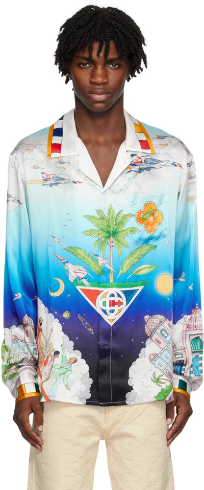 Casablanca Le Dimension Print Silk Twill Shirt In Multicolor