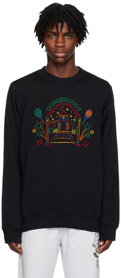 Casablanca Rainbow Crayon Temple Organic-cotton Sweatshirt In Black