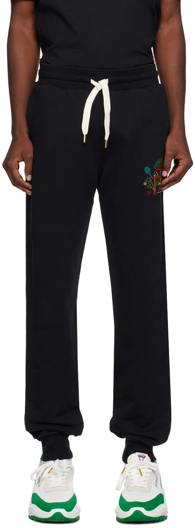 Casablanca Rainbow Crayon Temple Embroidered Trousers In Black