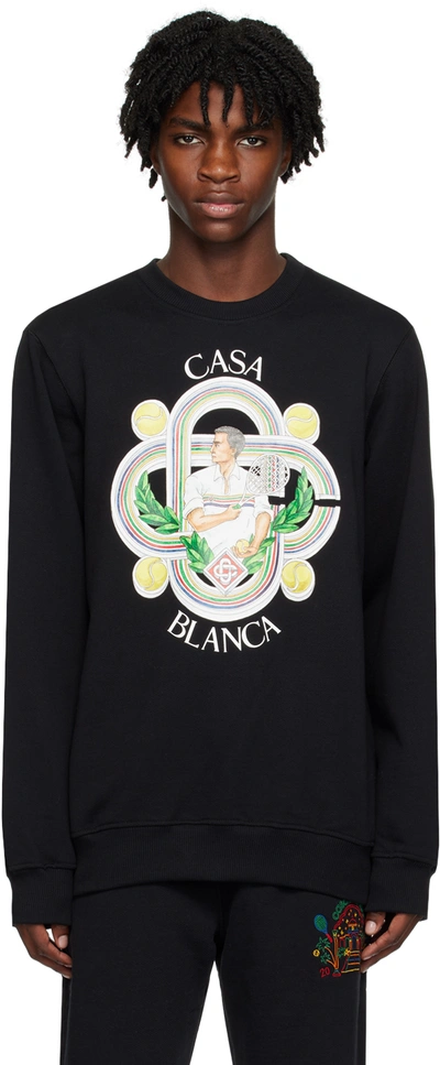 Casablanca Le Joueur Printed Sweatshirt In Black