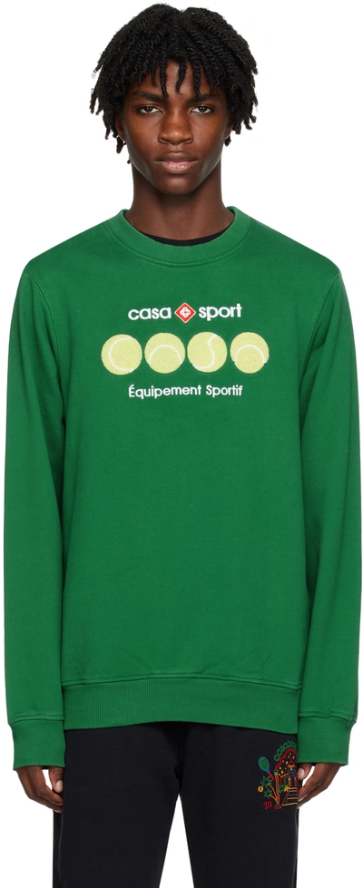 Casablanca Casa Sport Tennis Balls Chenille Embroidered Sweatshirt In Green