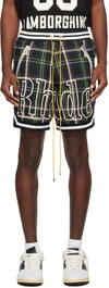 Rhude Multicolor Check Shorts In Multi Green