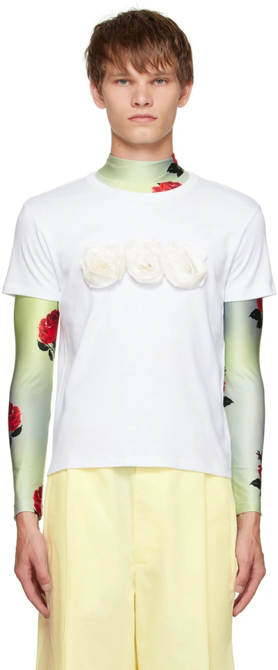 Meryll Rogge White Floral T-shirt In White/white