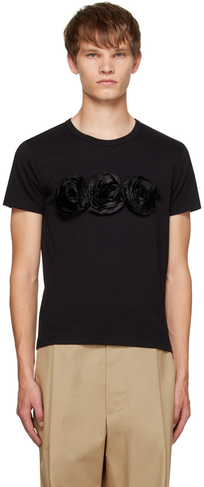 Meryll Rogge Black Floral T-shirt In Black/black