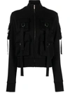 Blumarine High Neck Utility Zipped Jacket In Black