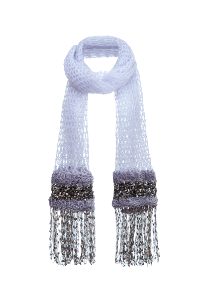 Andreeva Grey Cashmere Handmade Knit Scarf In Blue