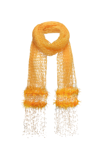 Andreeva Yellow Cashmere Handmade Knit Scarf
