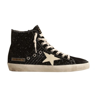 Golden Goose Women's Francy Glitter High Top Trainers In Black_ivory