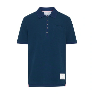 Thom Browne Short Sleeve Pocket Polo In Dark_blue