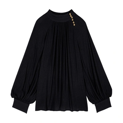 Ba&sh Neil Crepe-texture Blouse In Black