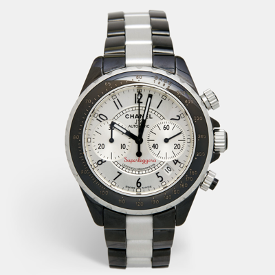 Pre-owned Chanel Silver Ceramic Aluminium J12 Superleggera H1624 Automatic Men's Wristwatch 41 Mm