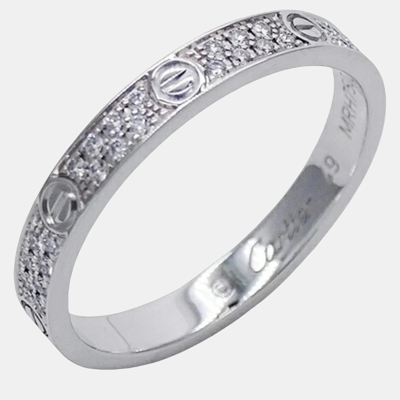 Pre-owned Cartier Love 18k White Gold Diamond Ring Eu 49