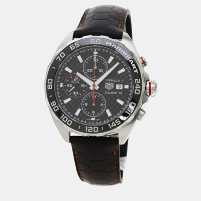 Pre-owned Tag Heuer Black Stainless Steel Formula 1 Caz201e.fc6517 Men's Wristwatch 44 Mm