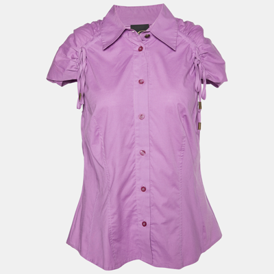 Pre-owned Just Cavalli Purple Cotton Tie Detail Shirt M