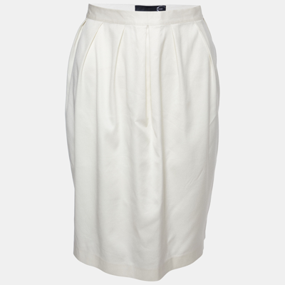 Pre-owned Just Cavalli Beige Pleated Twill Mini Skirt M In White
