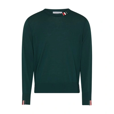 Thom Browne Jersey Knit Crew-neck Pullover In Dk_green