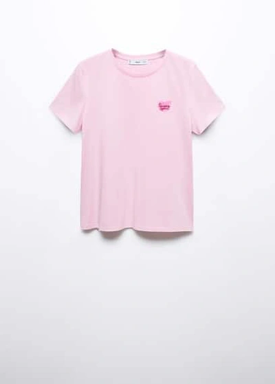 Mango Message Cotton T-shirt Pink