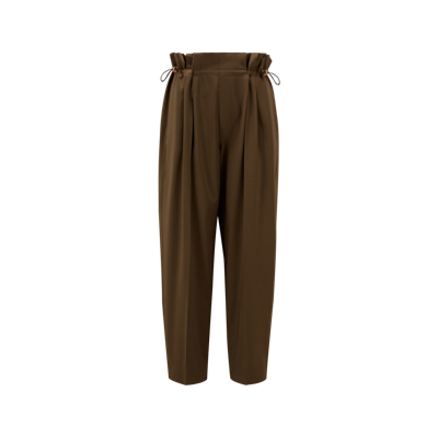 Moncler Collection Pantalon Paperboy En Laine In Brown